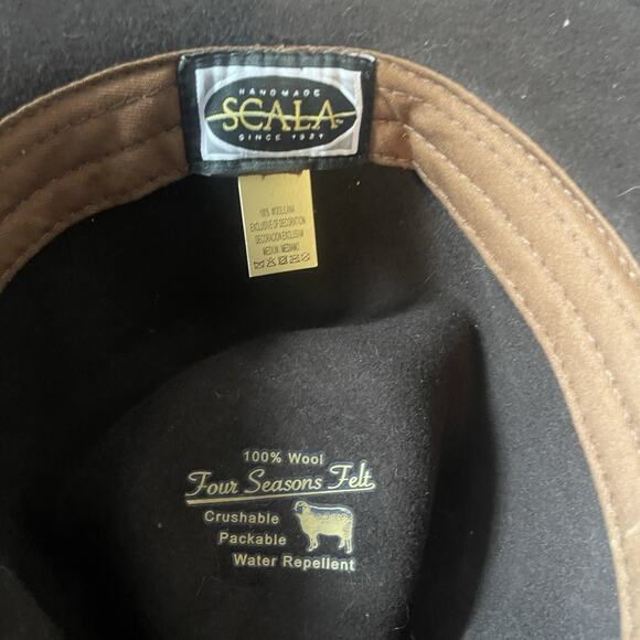 SCALA Handmade Four Seasons Outback Felt Brown Wool Fedora Hat Sz Medium - Picture 6 of 9